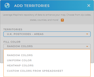 Color-code your U.K. postcode areas territory map in seconds