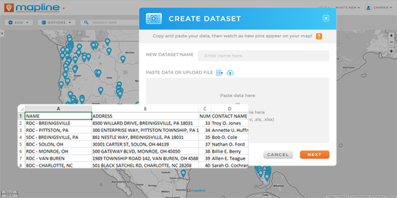 Upload a Spreadsheet into a Map