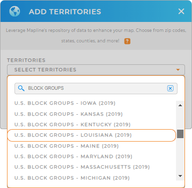 Add U.S. block groups to your map in Mapline