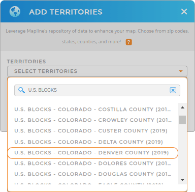 Add U.S. blocks to your map in Mapline