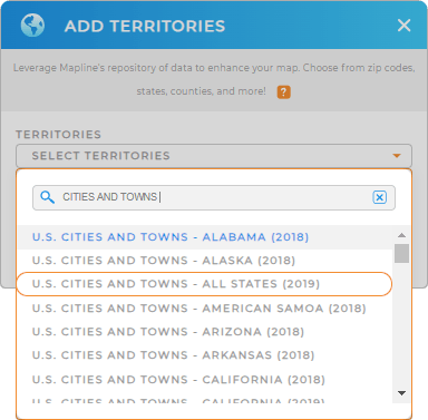 Add U.S. cities and towns to your map in Mapline