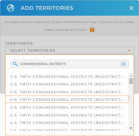 Add U.S. congressional districts to your map in Mapline