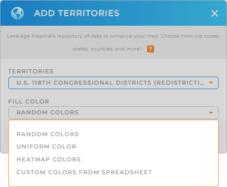 Color-code your U.S. congressional districts territory map in seconds