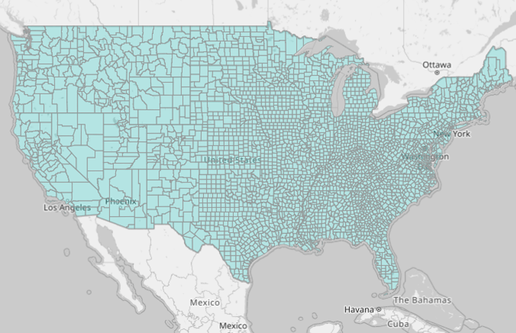 Map of U.S. county subdivisions
