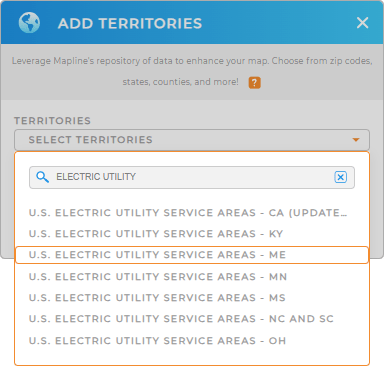 Add U.S. Electric Utility Service Areas to your map in Mapline