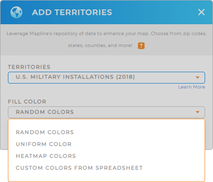 Color-code your U.S. military installations territory map in seconds