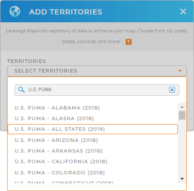 Add U.S. Public Use Microdata Areas to your map in Mapline