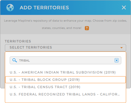 Add U.S. Tribal Block Groups to your map in Mapline