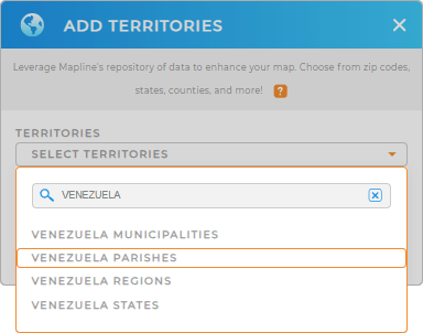 Add Venezuela Parishes to your map in Mapline
