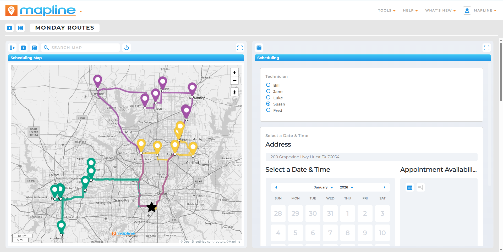 Visual Appointment Planner with Rout logic