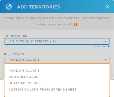 Color-code your U.S. Voting Districts territory map in seconds