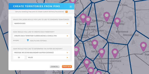 Creating Territories from Mapline Pins
