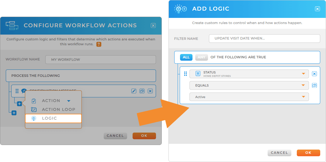 Workflows: confirmation message