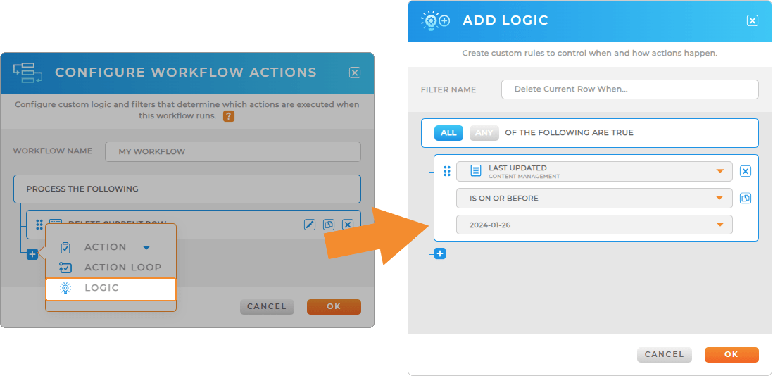 Workflows: Delete current row