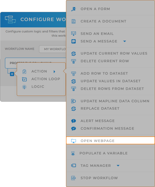 Workflows: Open Webpage