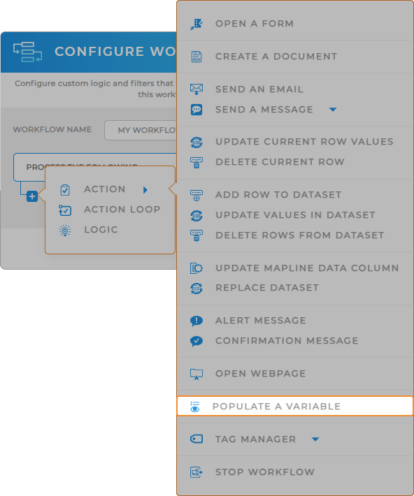Workflows: Populate Variable