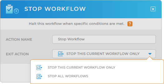Stop workflow settings