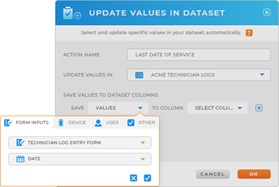 Automatically update dataset values