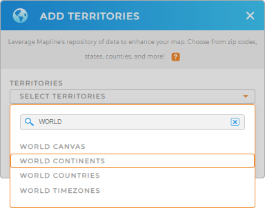 Add World Continents to your map in Mapline
