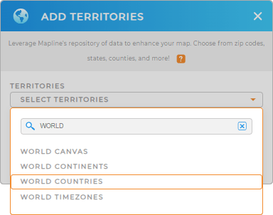 Add World Countries to your map in Mapline