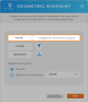 Calculate the midpoint between locations in mapline