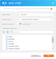 screenshot of the Add View lightbox in Mapline